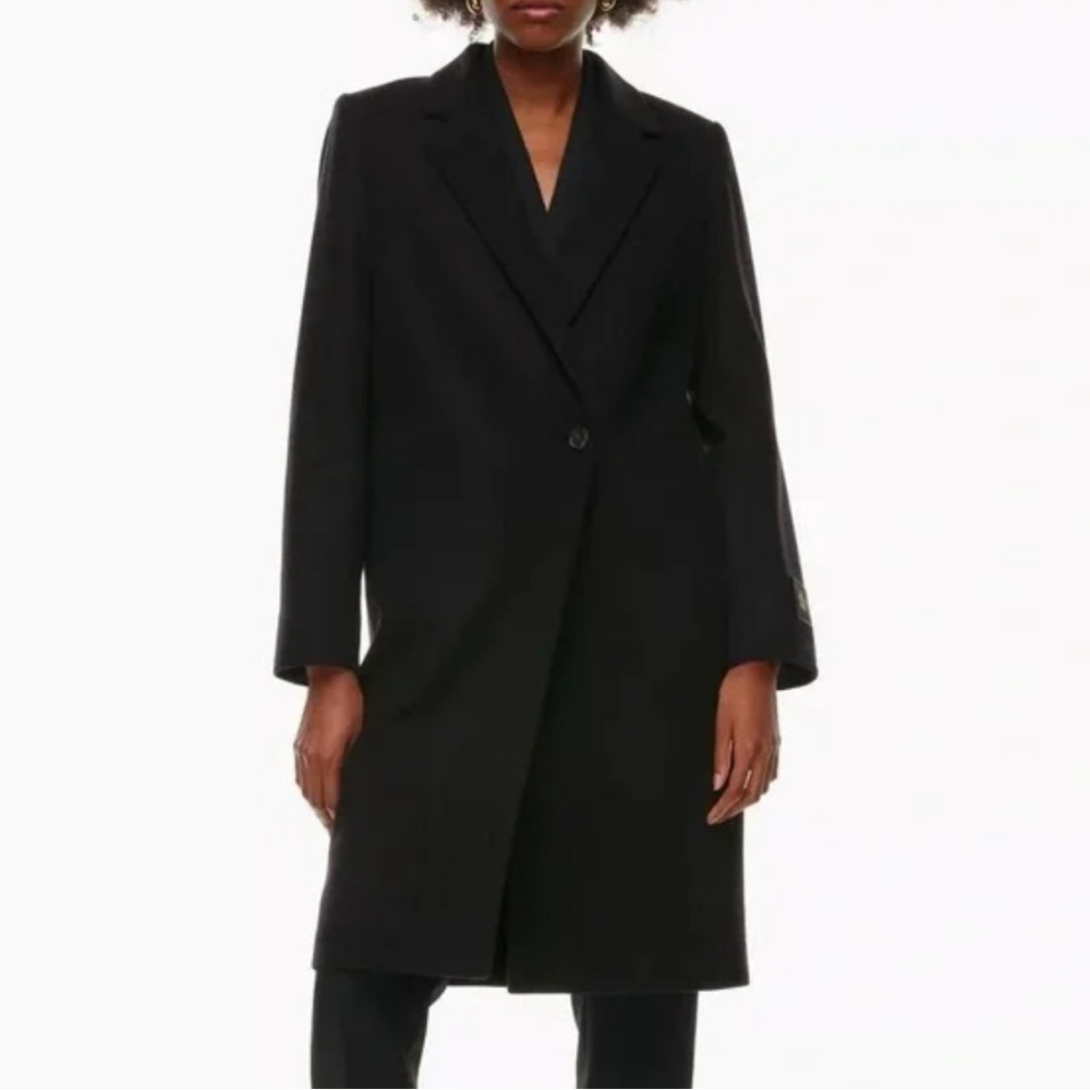 Zara Black Wool Blend Overcoat Buttoned Notched Lapel Mens Size Small